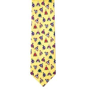Alynn neckwear racing colors, novelty, Jackie yellow tie, 100% silk